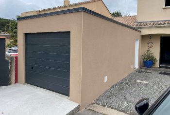 Garage toit terrasse en béton enduit